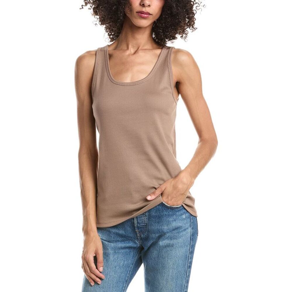 Eileen Fisher Womens Scoop Neck Slim Tank, Brown